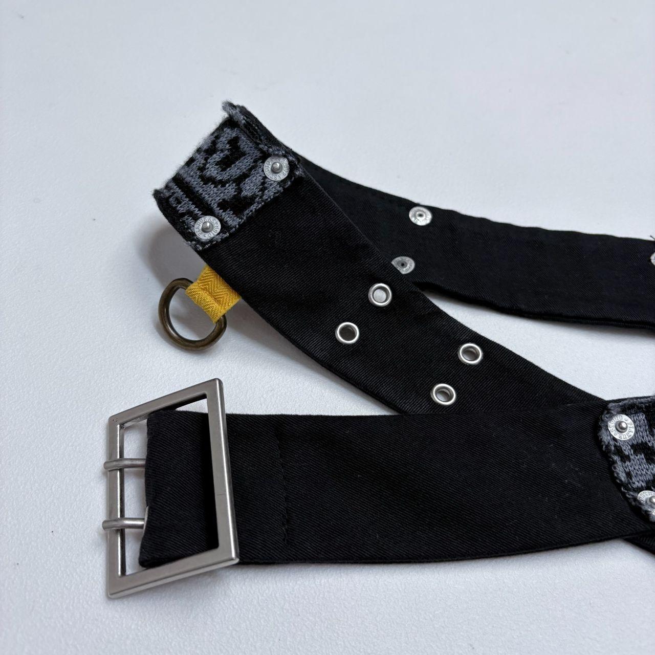 Black grunge patchwork belt
