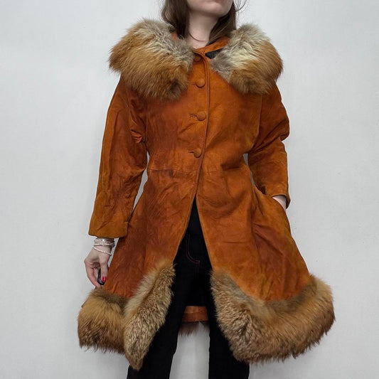 Afghan suede fur long peacoat