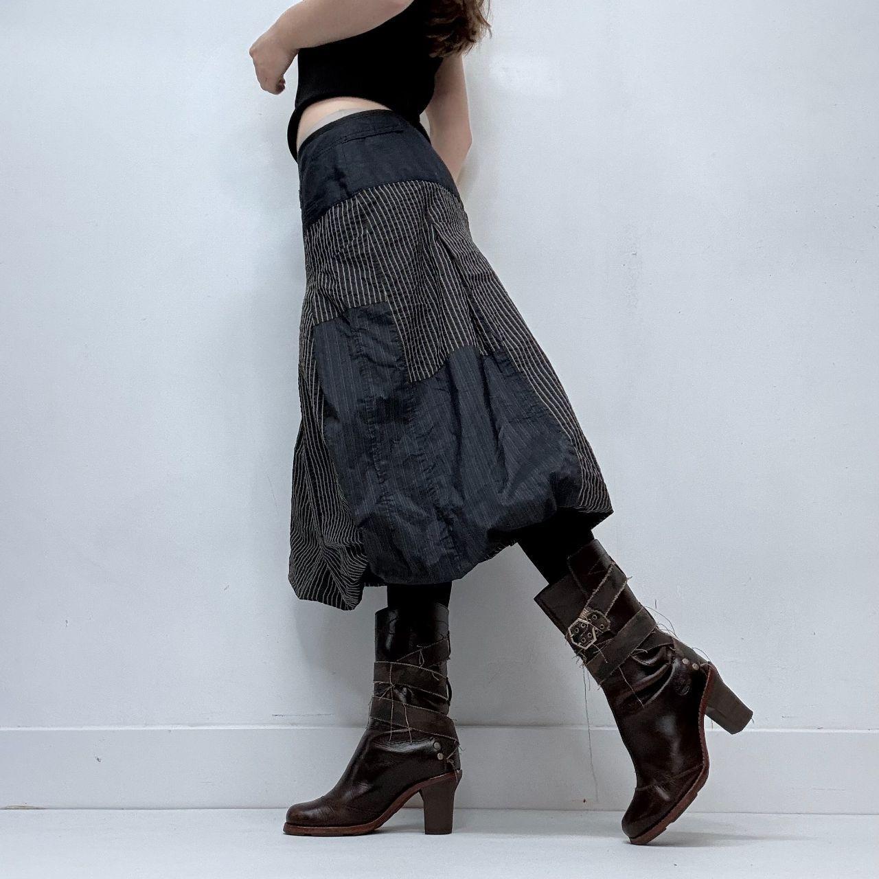 Pinstripe puff grunge midi skirt