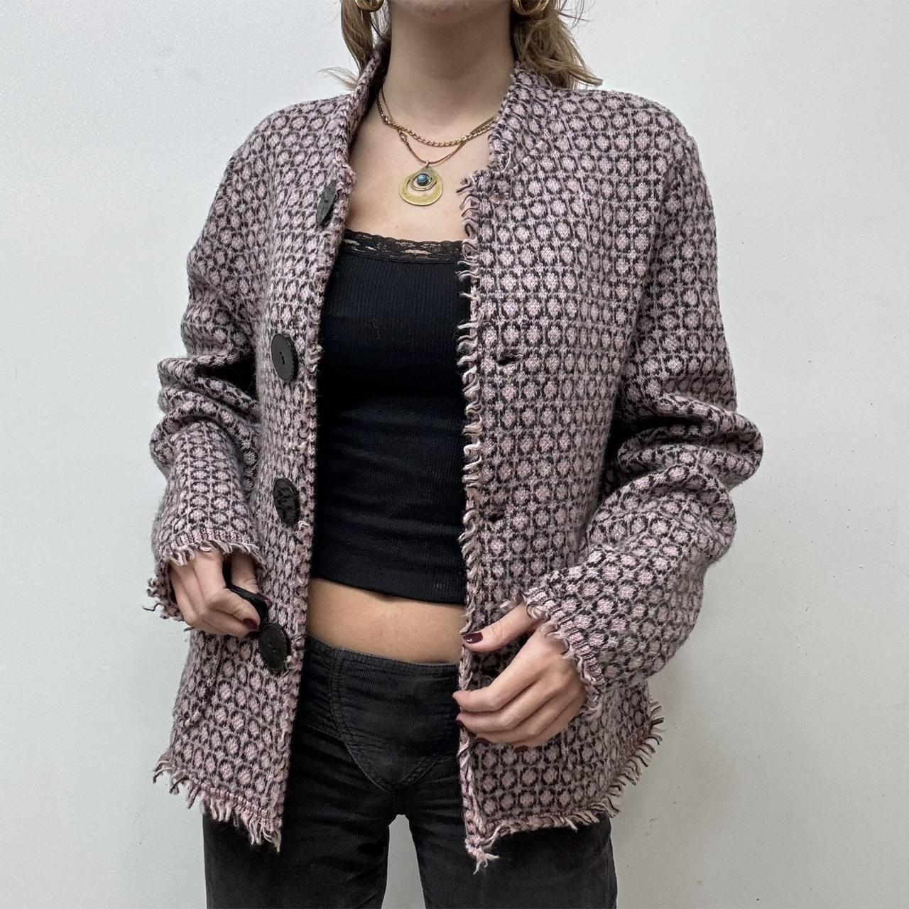 Pink patterned wool cardi peacoat