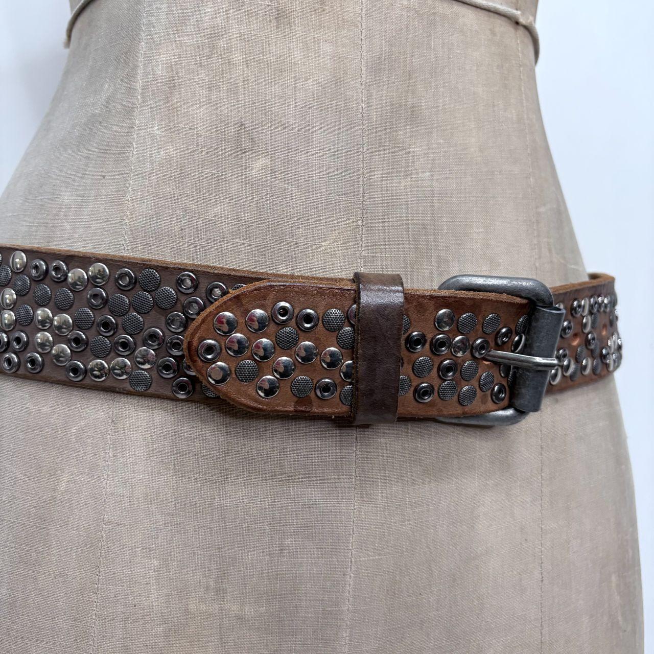 Brown leather studded grunge belt