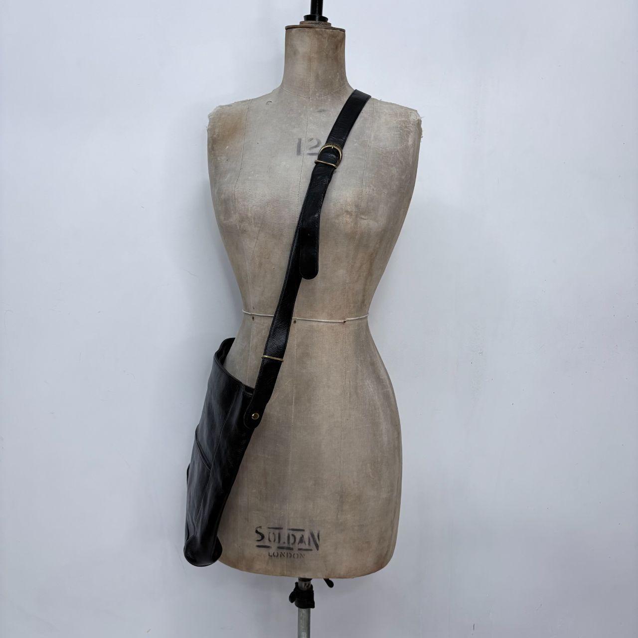Black leather crossbody messenger bag