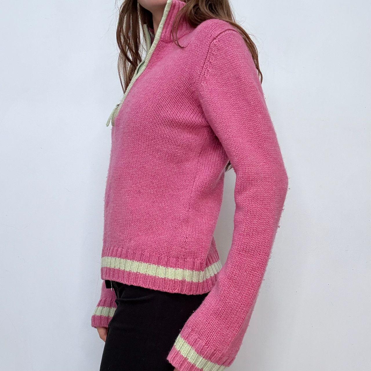 Pink wool knitted preppy jumper