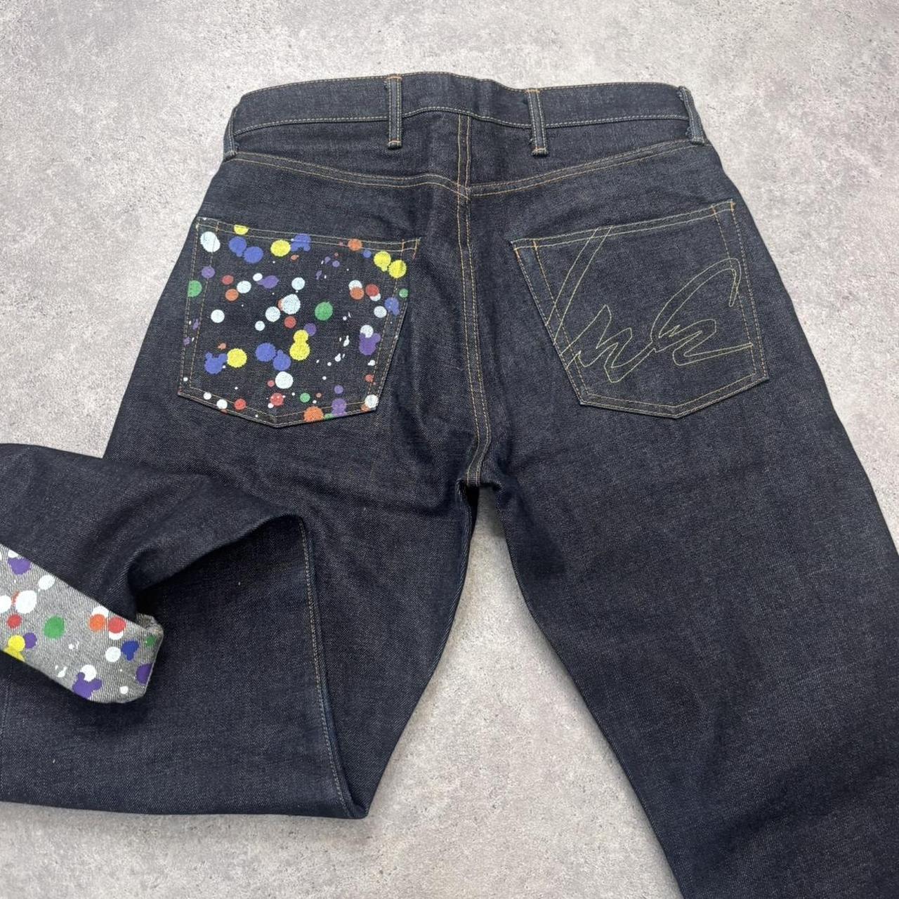 Dark denim salvage denim barrel leg jeans