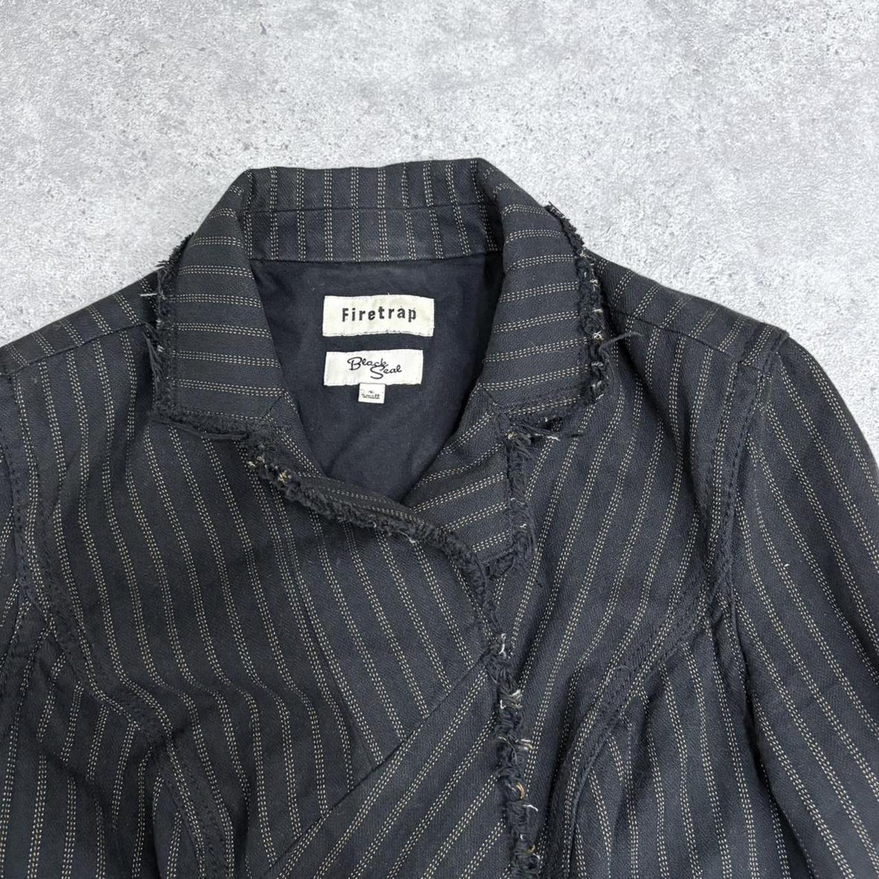 Pinstripe asymmetric fitted jacket