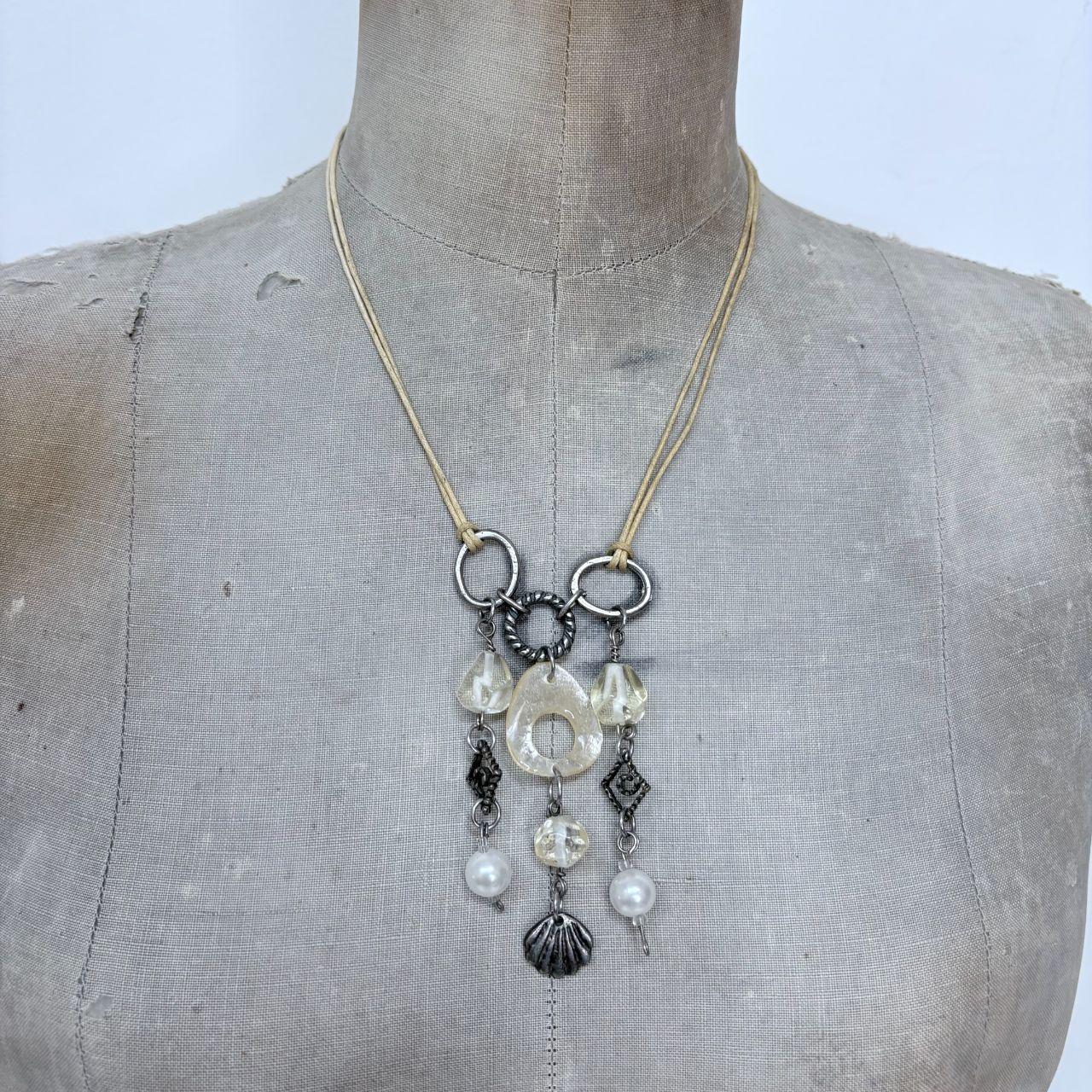 Boho beaded charm necklace