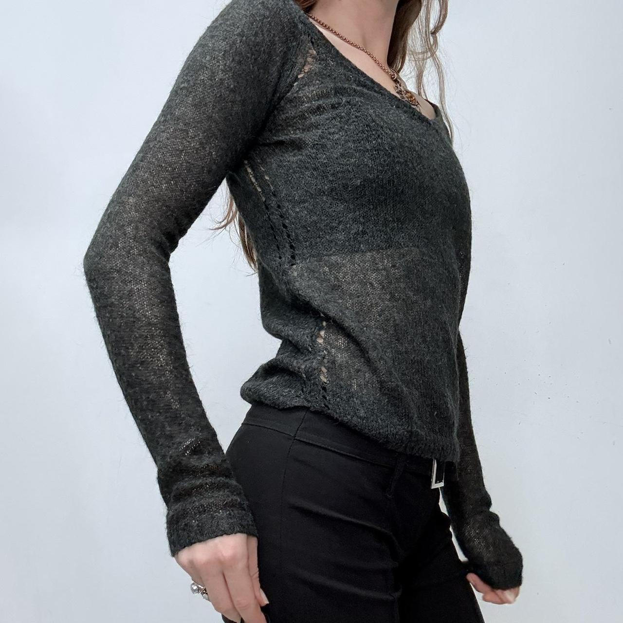 Grey sheer mohair knit slouchy jumper