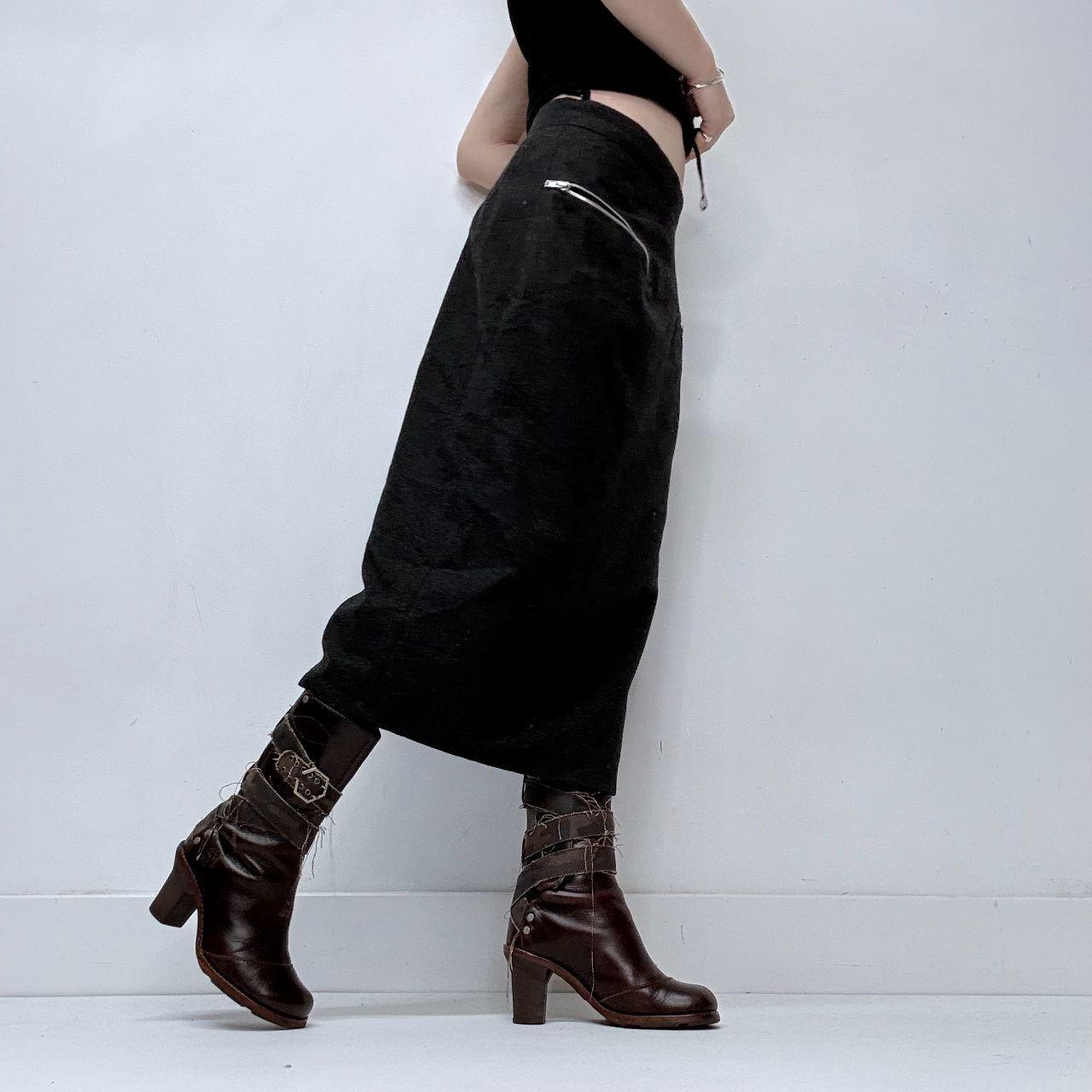 Grey wool zip minimalist skirt