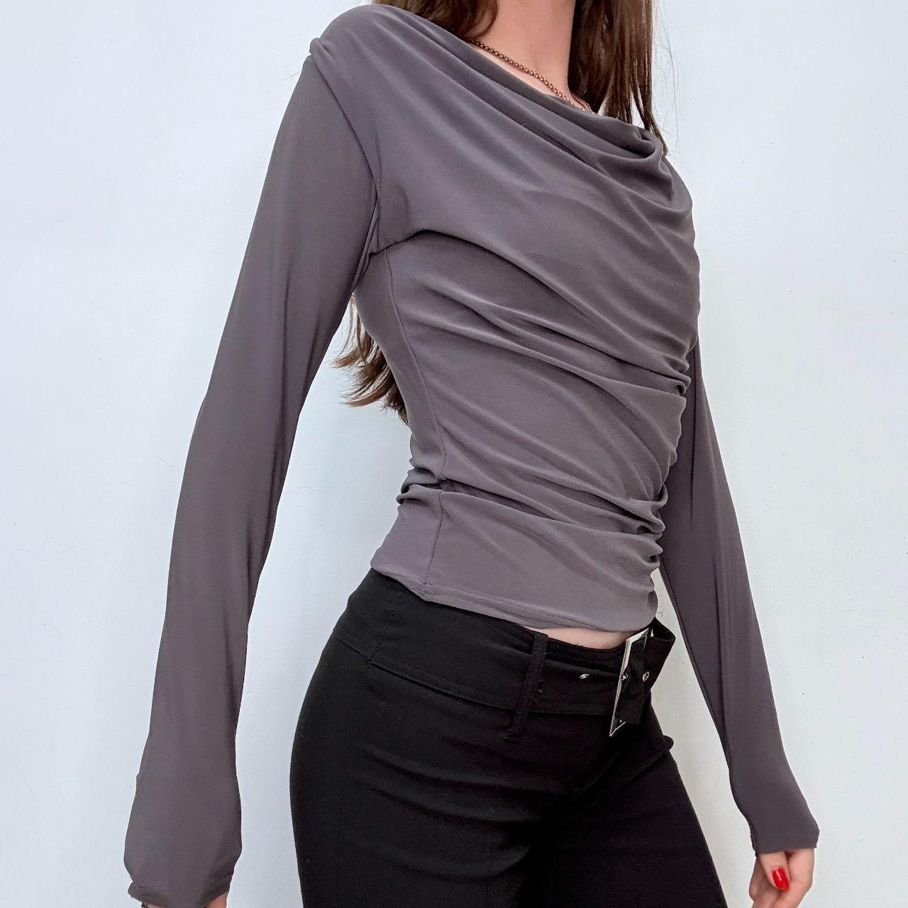 Grey draped slouchy t-shirt