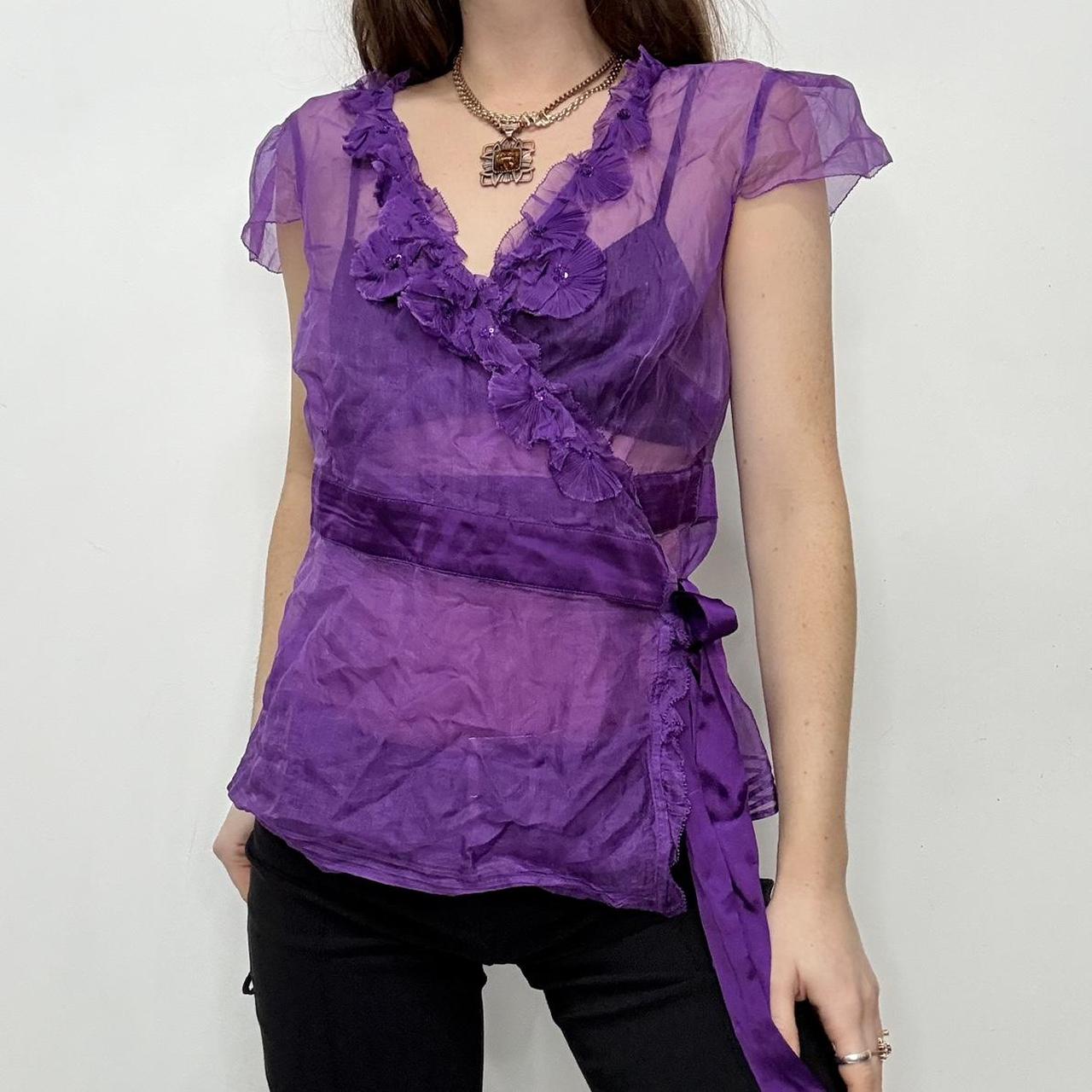 Sheer ruffle flutter fairy blouse
