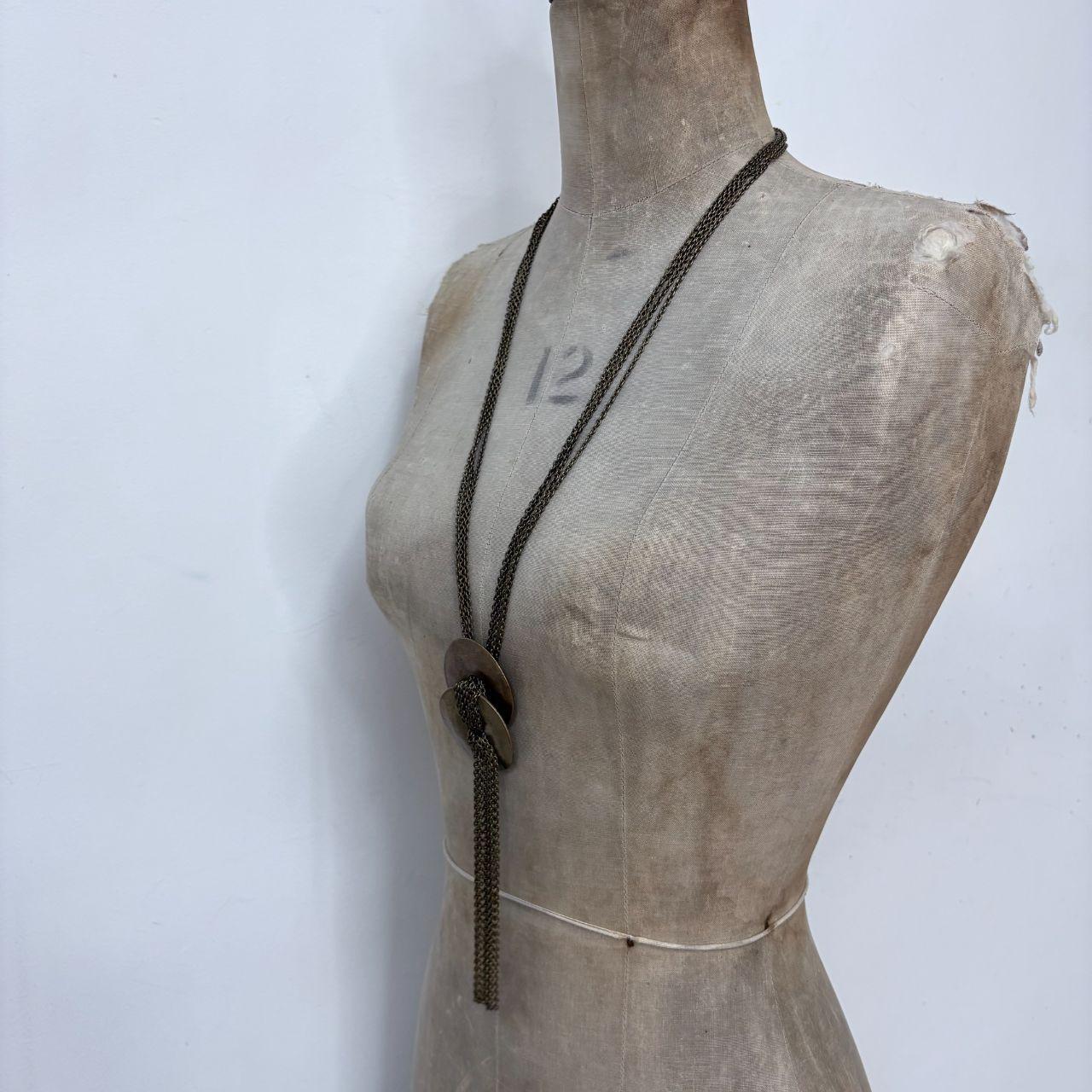 Brass long draped chain necklace