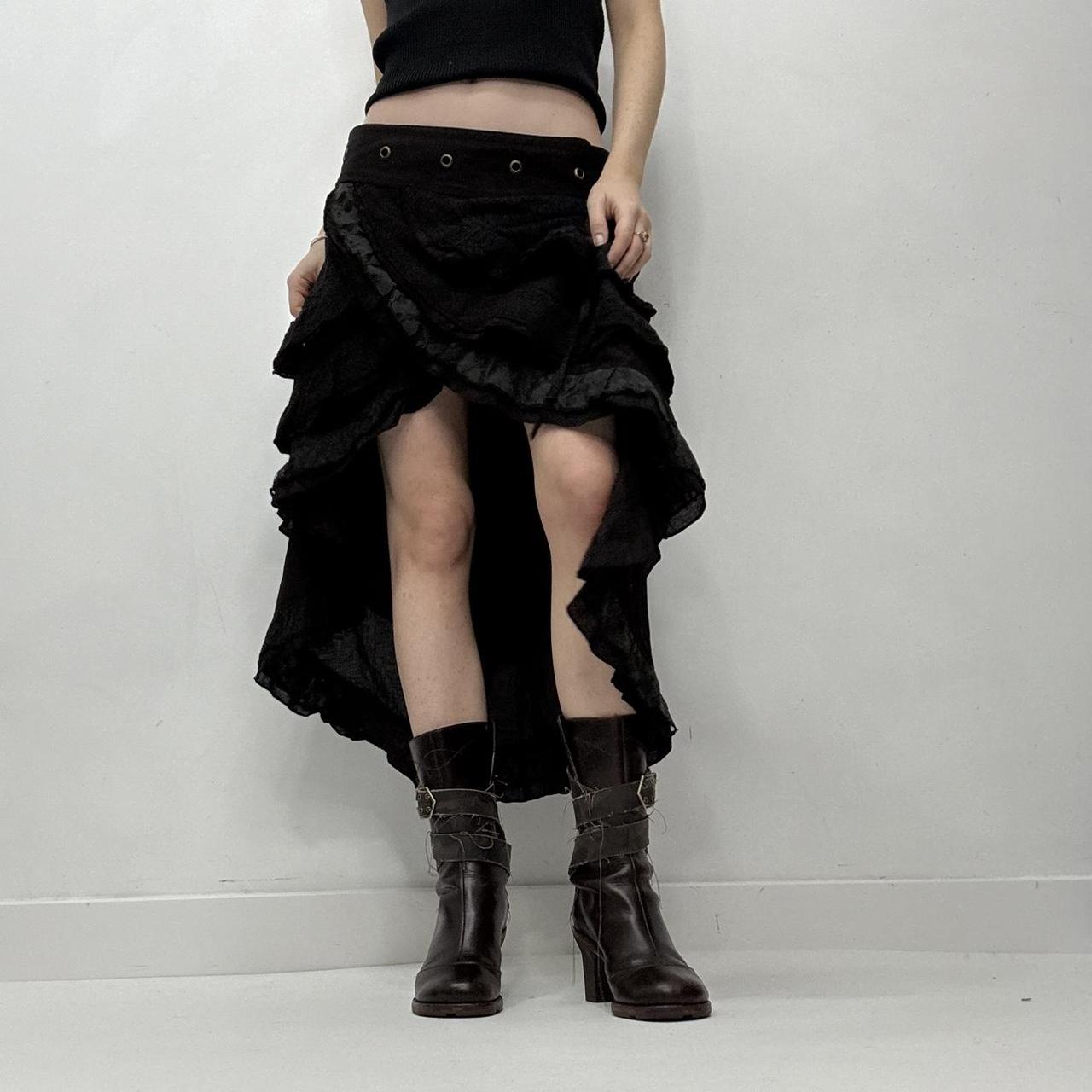 Black lace wrap studded eyelet skirt