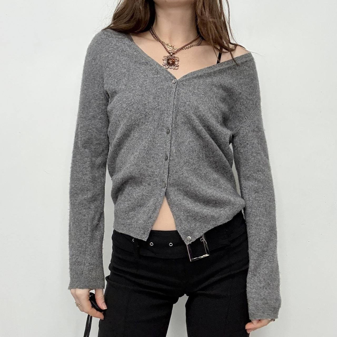 Grey wool button up slouchy cardigan