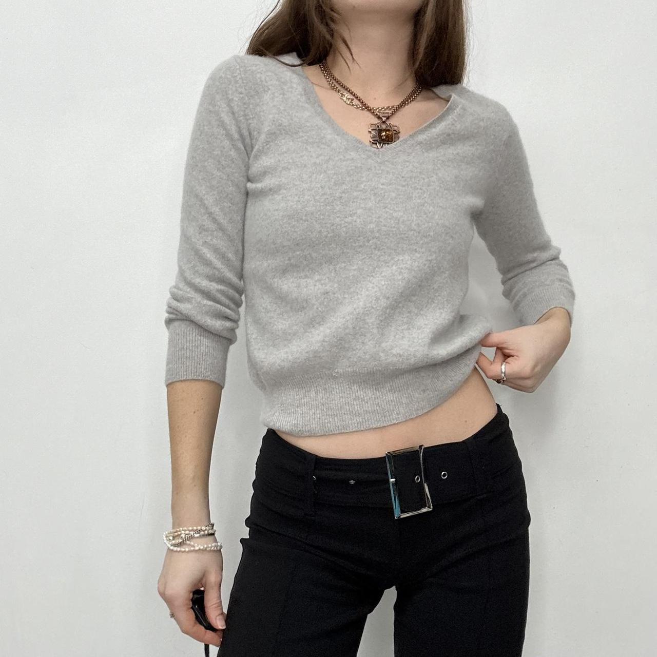 Grey cashmere cropped jumper