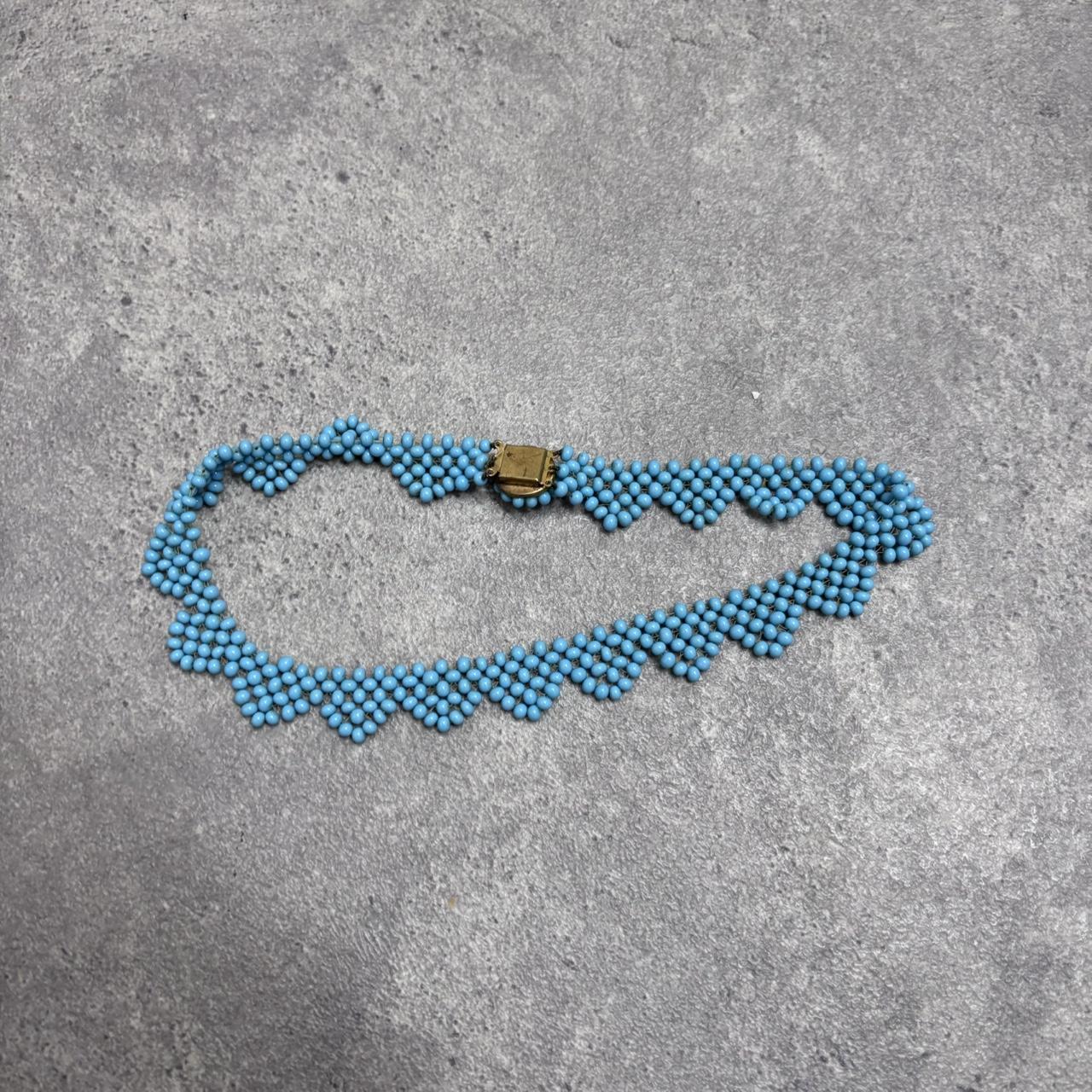 Blue beaded collar necklace