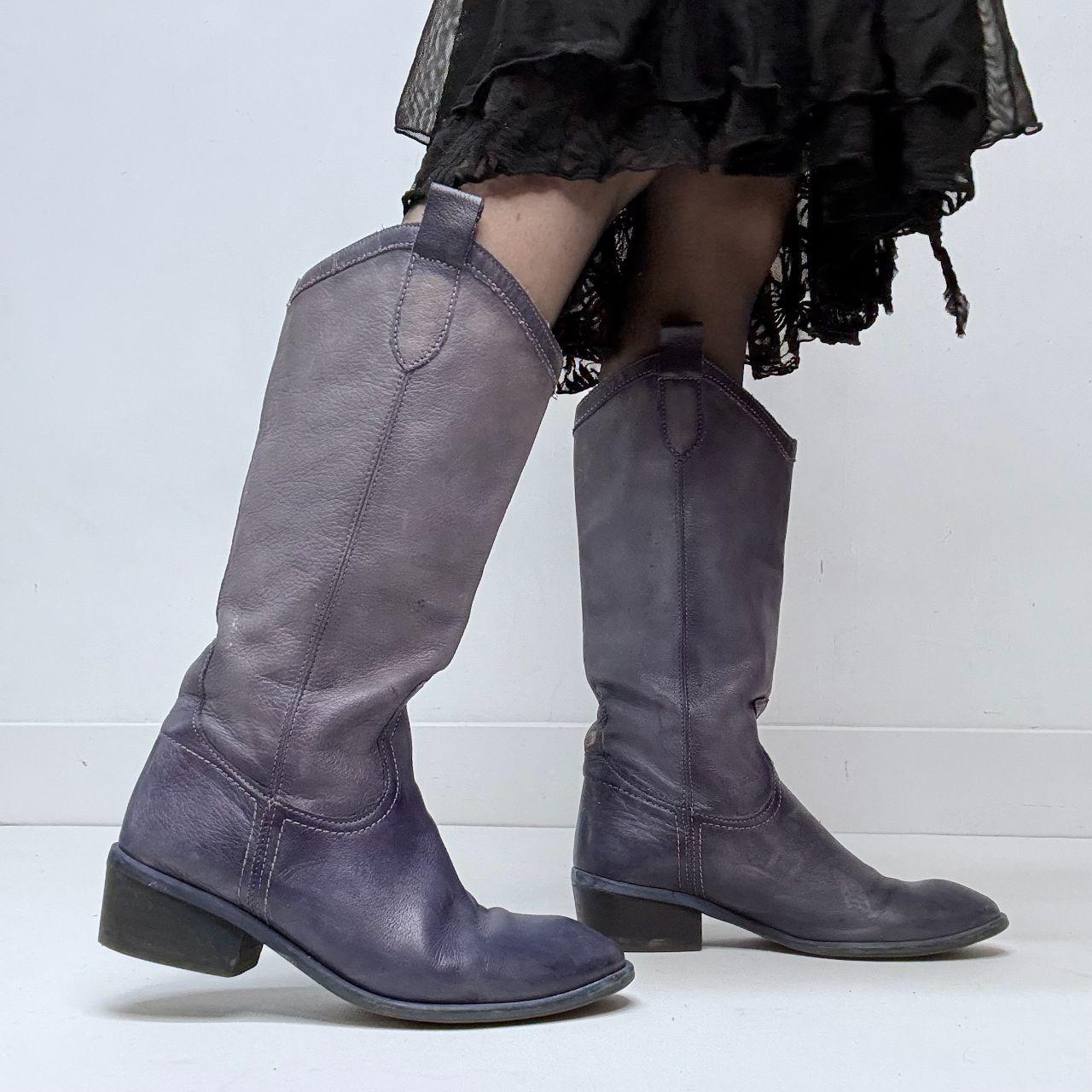 Distressed navy/purple western boots