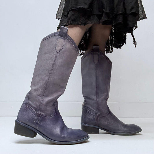 Distressed navy/purple western boots