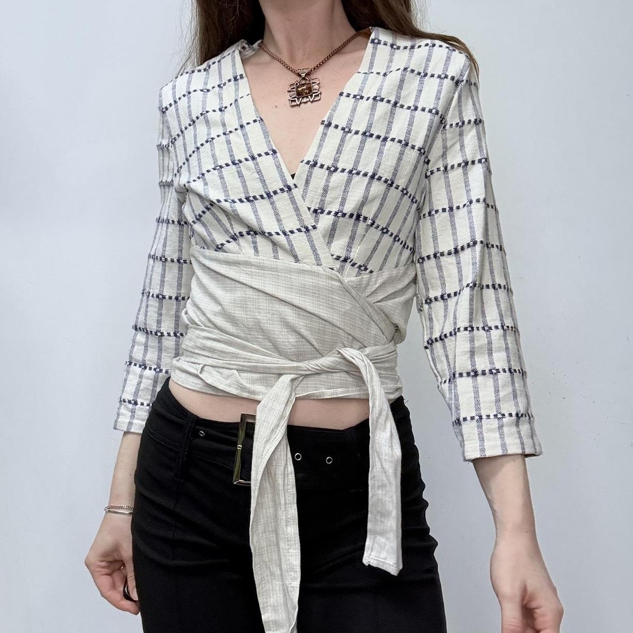 Wrap checked cotton shirt