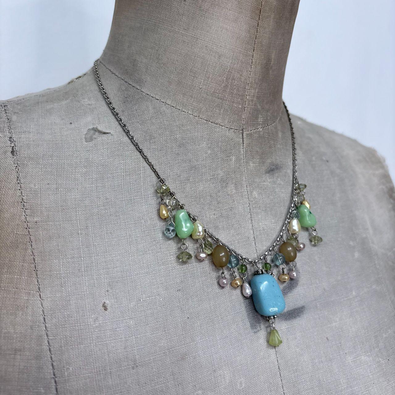 Hanging beaded boho summer necklace