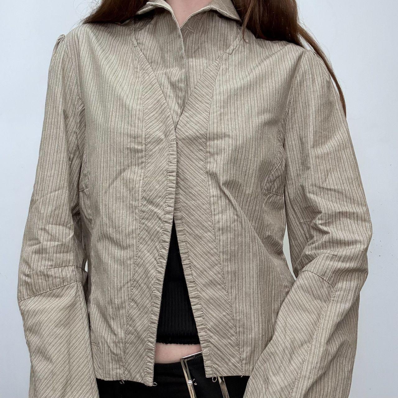 Flared pinstripe archival puff shirt