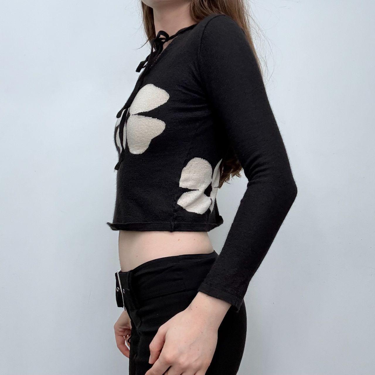 Cropped black wool boho top