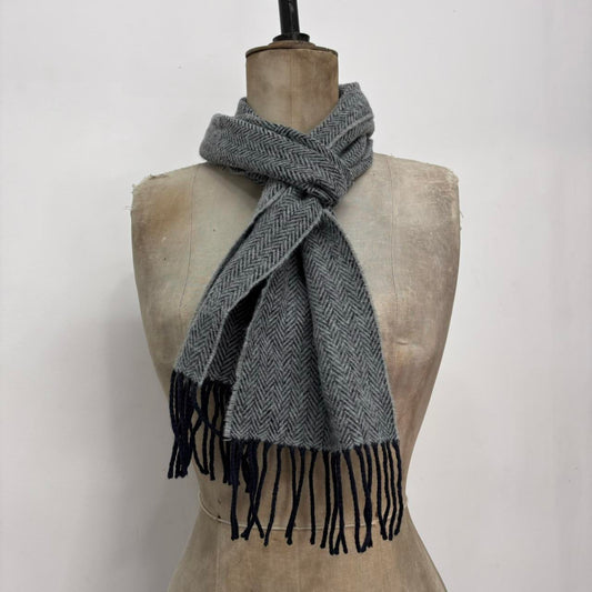 Soft grey wool knit scarf