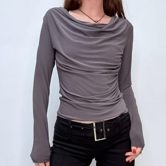 Grey draped slouchy t-shirt