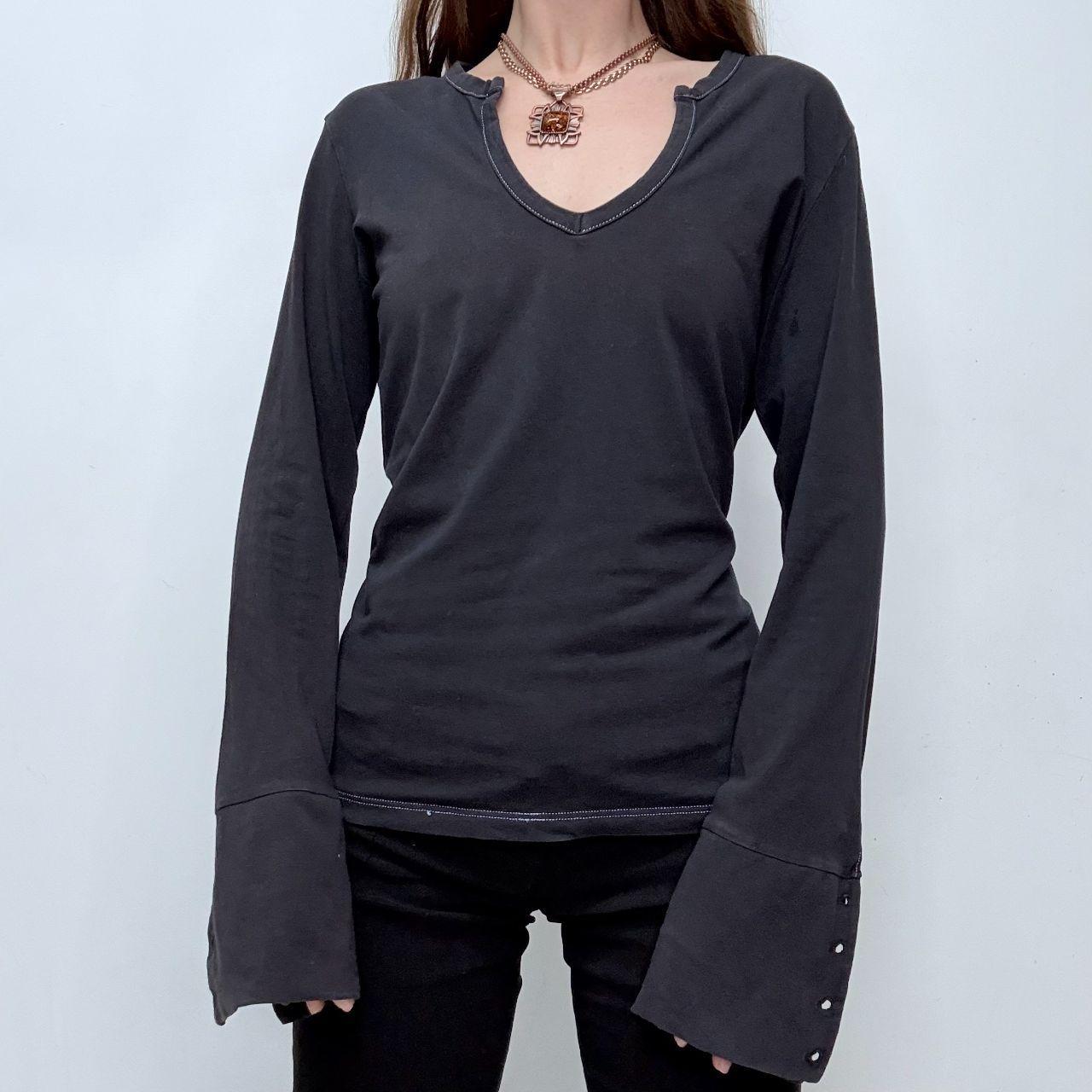 Navy flared slouchy cuff flare t-shirt