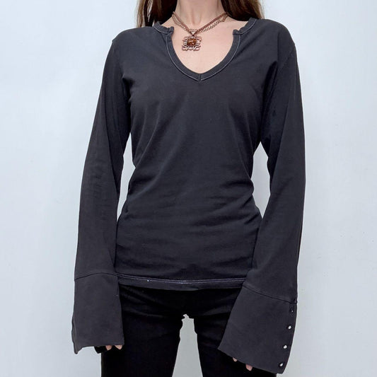 Navy flared slouchy cuff flare t-shirt