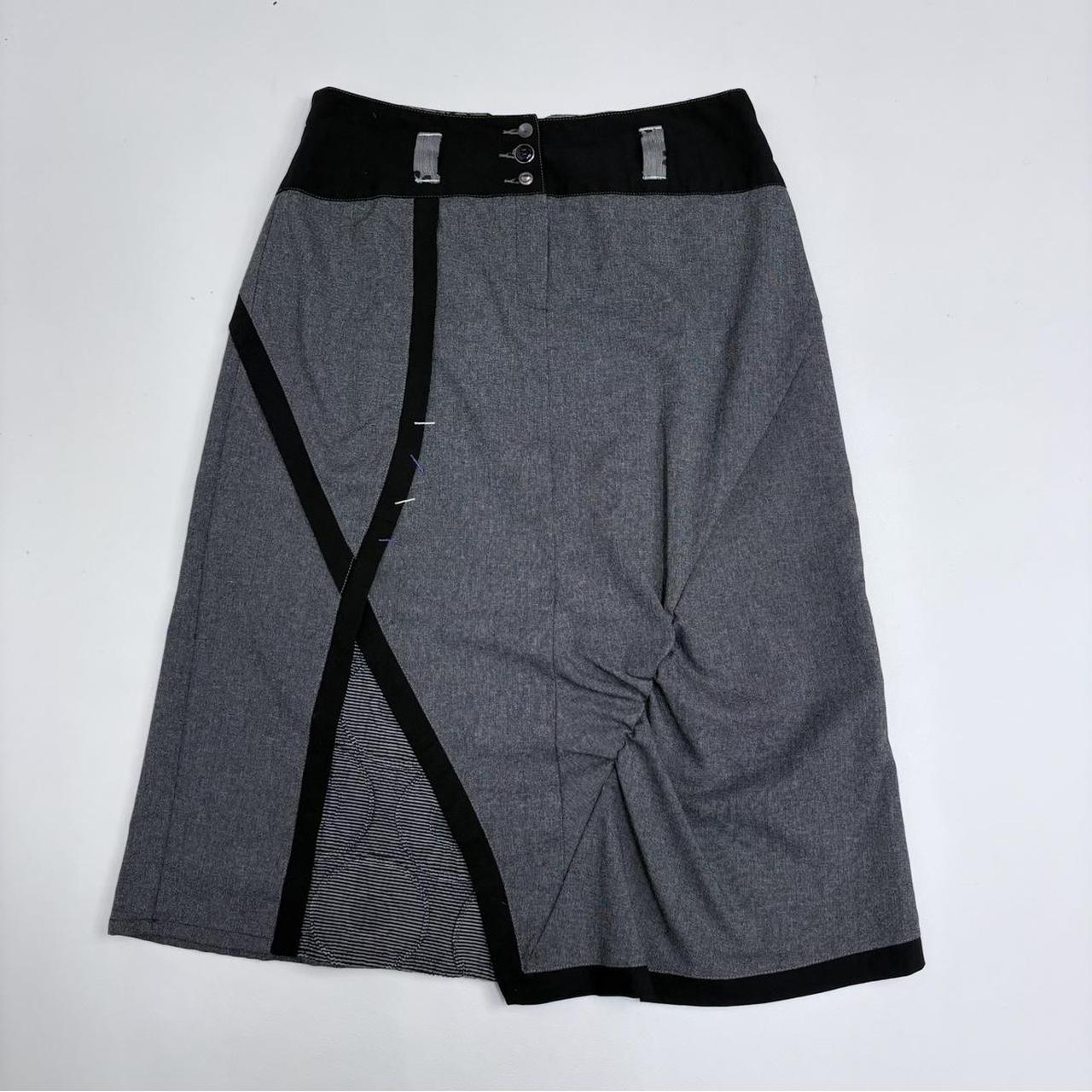 Grey preppy asymmetric office skirt