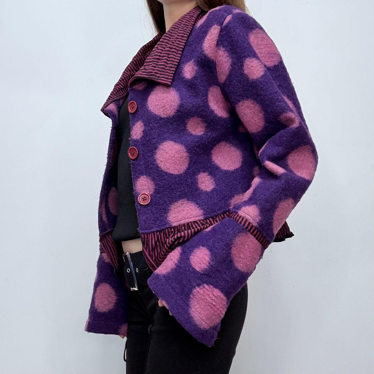 Pink polka dot wool flared jacket