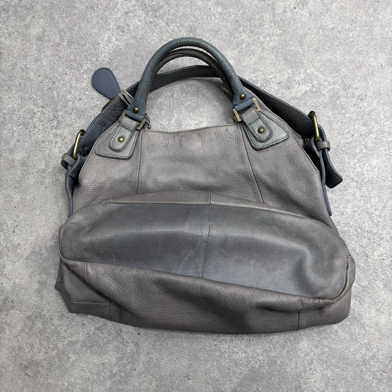 Minimalist leather grey shoulder bag