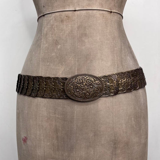 Engraved chain metal belt