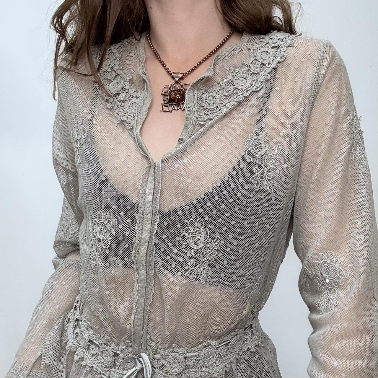 Sheer lace flared shirt