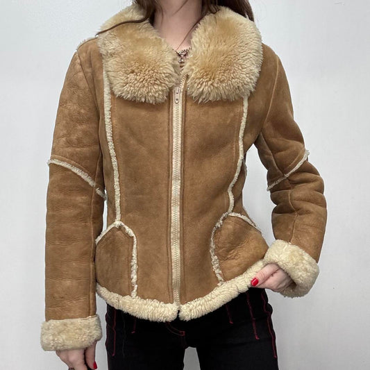 Tan suede sheepskin coat
