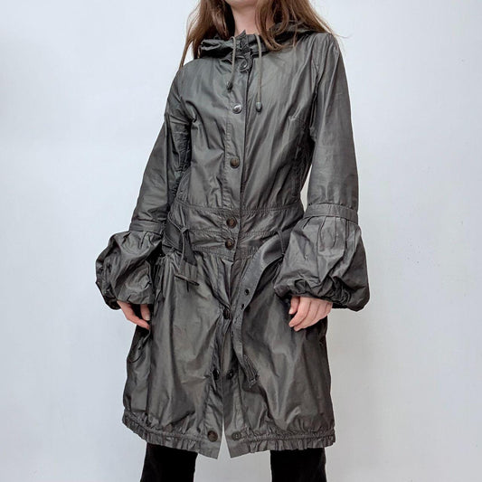 Silver grunge flared puff jacket