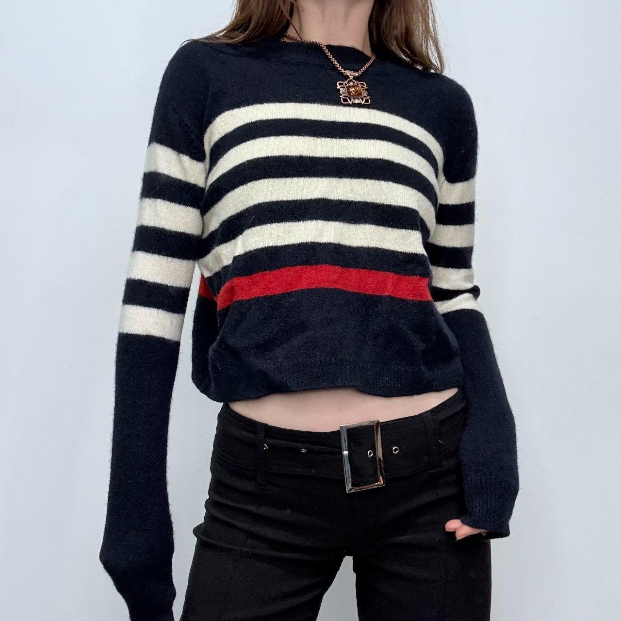 Navy wool striped knit jumper
