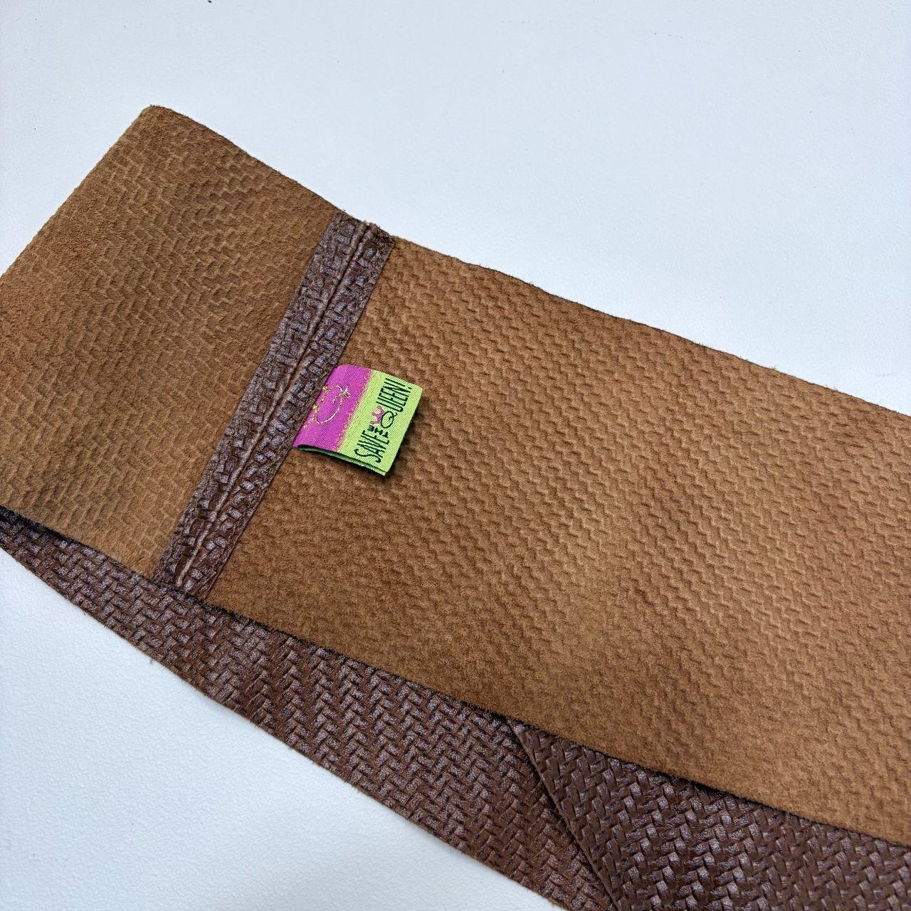 Brown woven leather save the queen belt