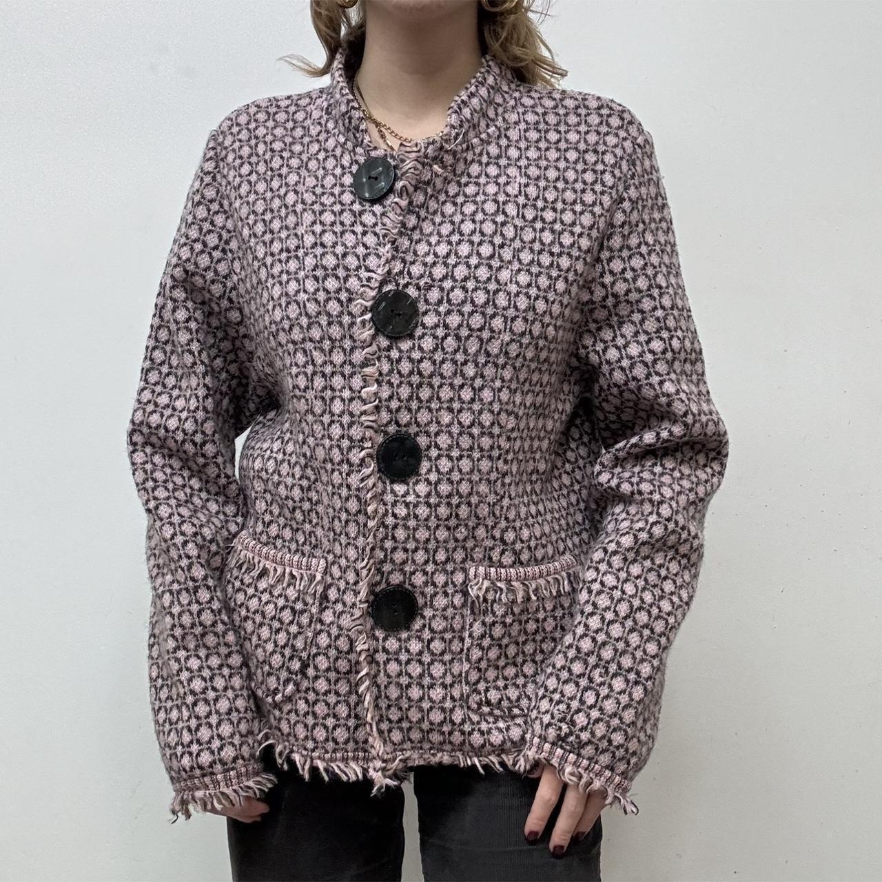 Pink patterned wool cardi peacoat