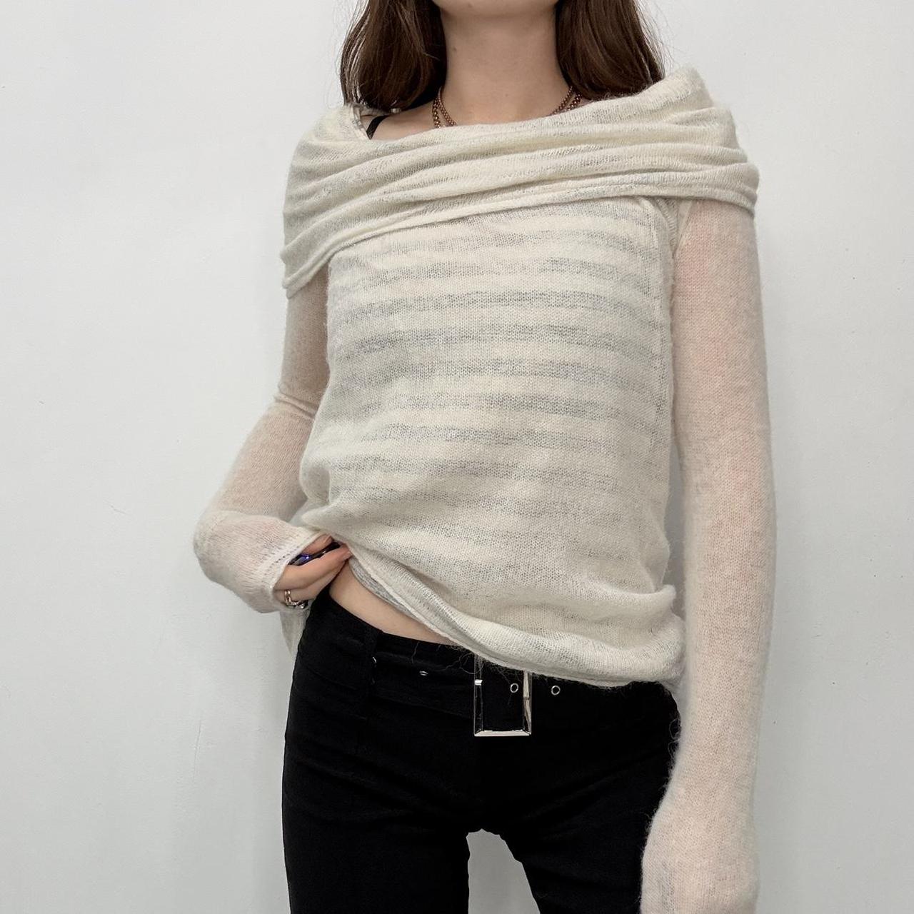 Sheer mohair slouchy neck jumper