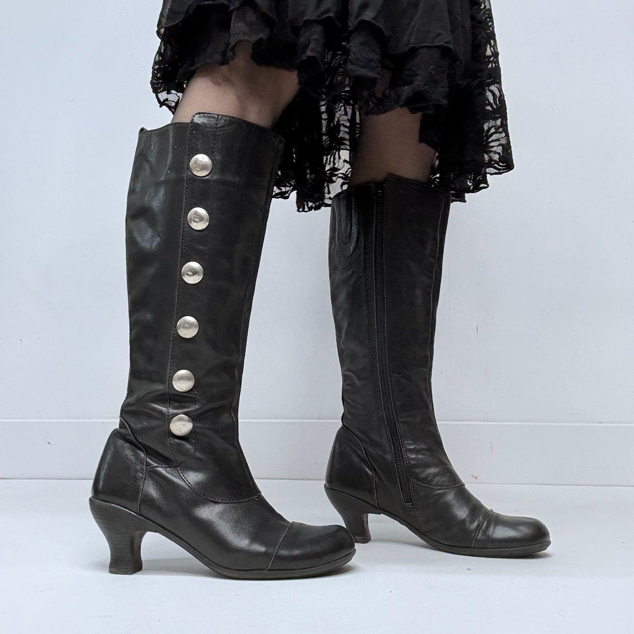 Black studded eyelet black boots