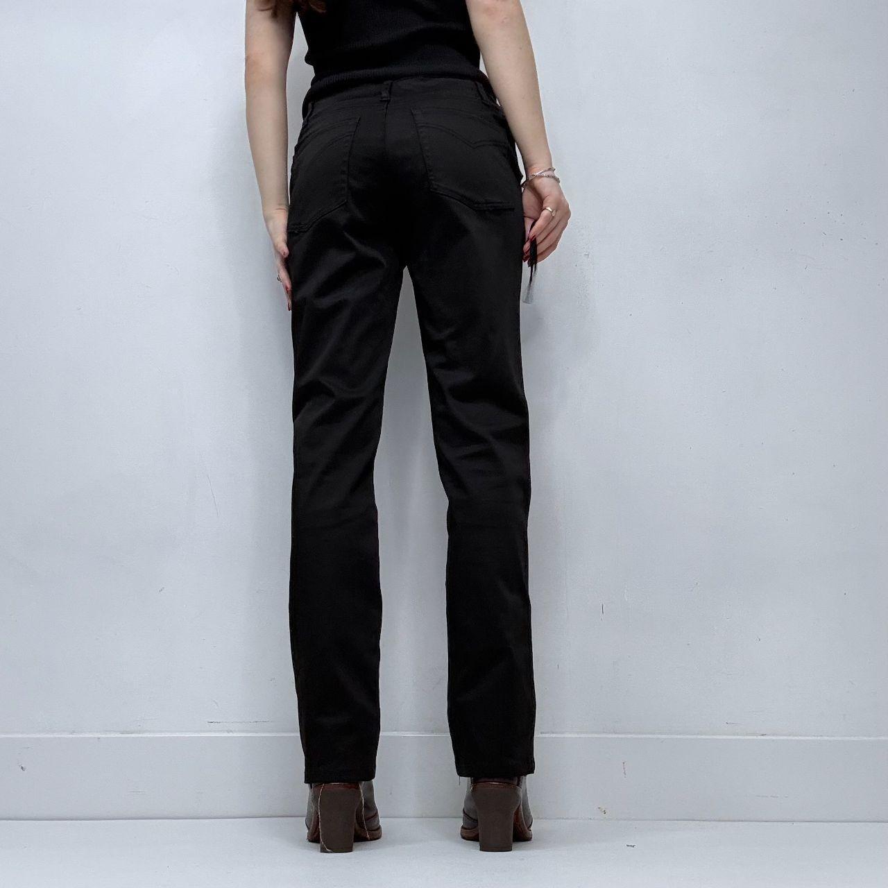 Black zip front straight leg trousers