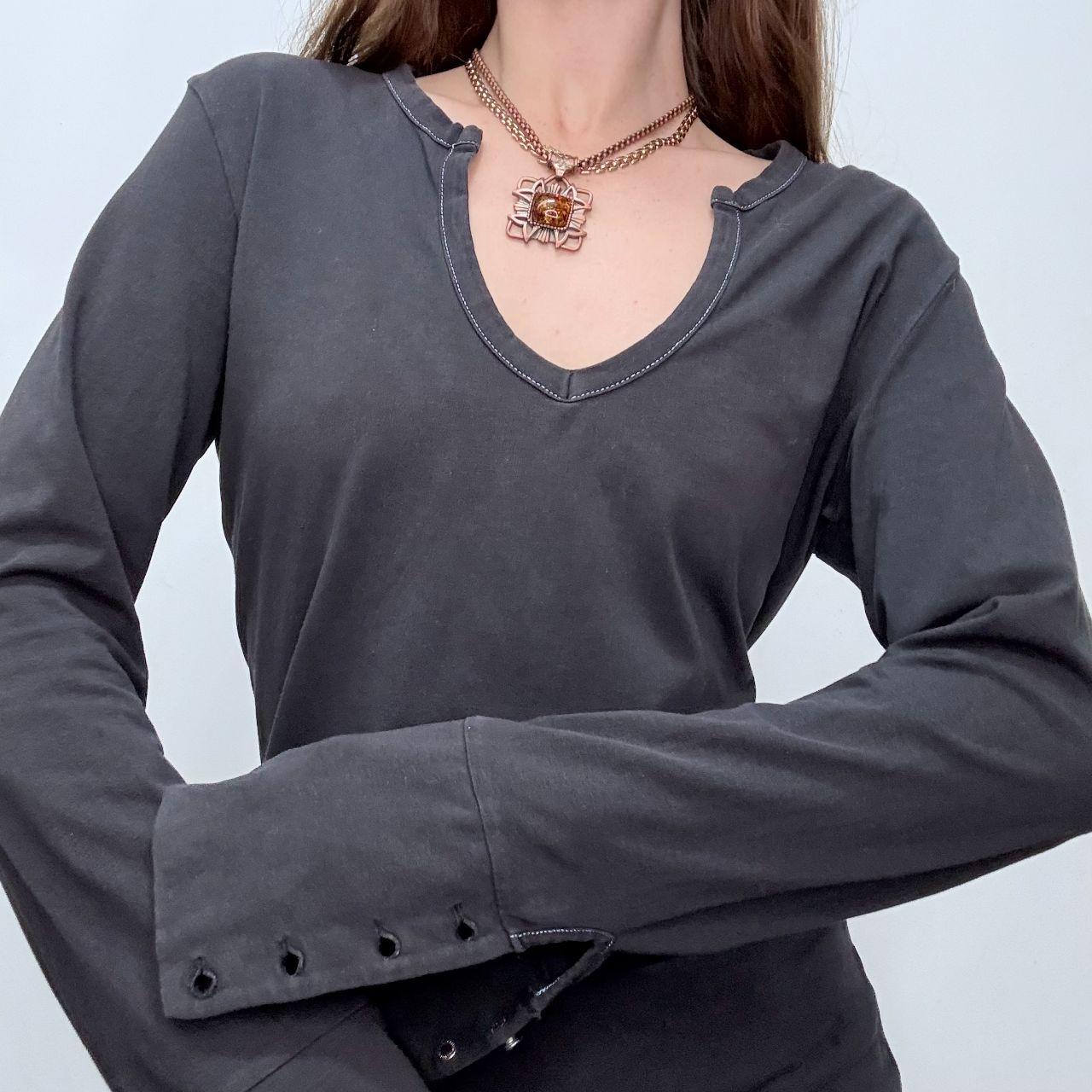 Navy flared slouchy cuff flare t-shirt