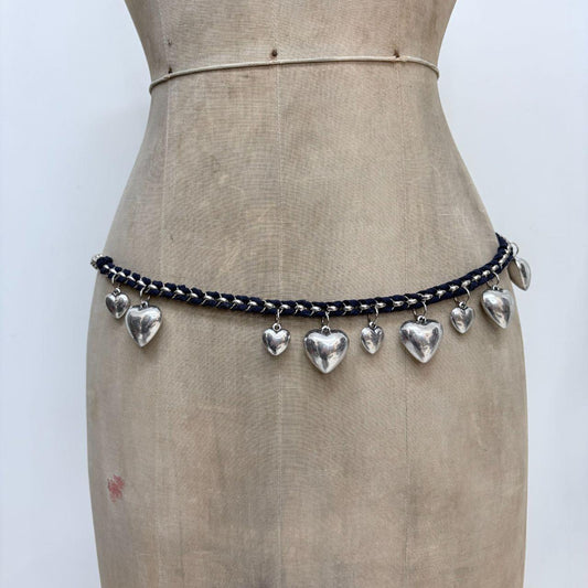 Woven chunky chain love heart waist chain