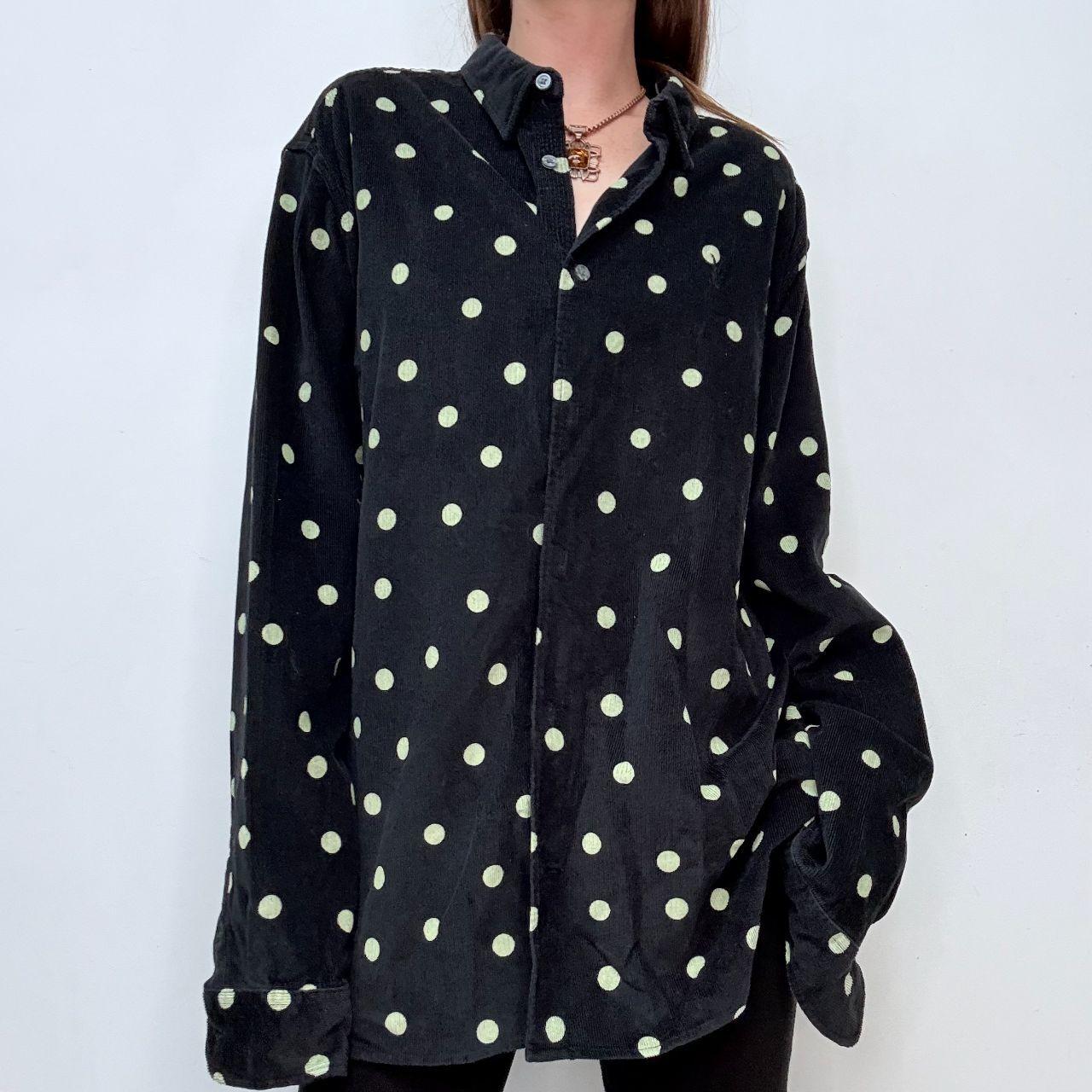 Black polkadot button up oversized shirt