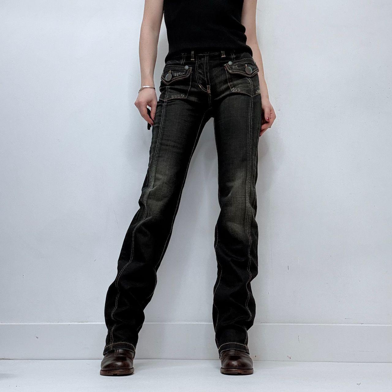 Straight leg darkdenim cargo jeans