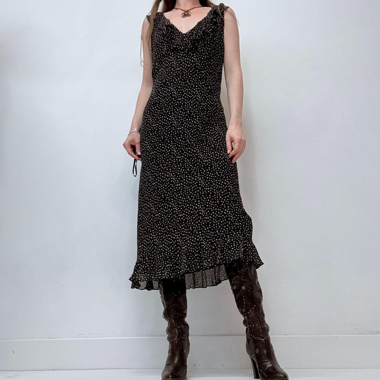 Black polkadot bias cut dress
