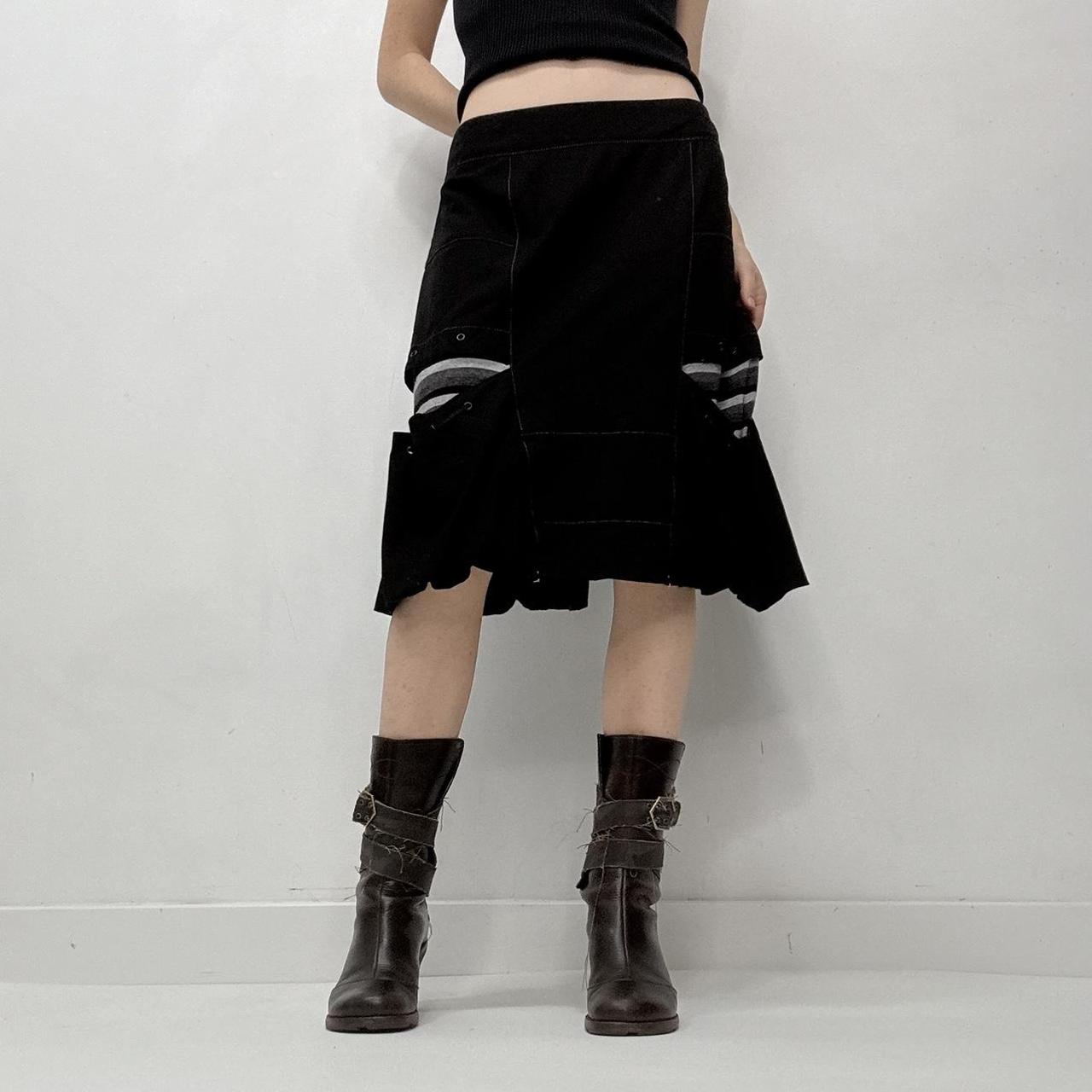 Black puff midi skirt