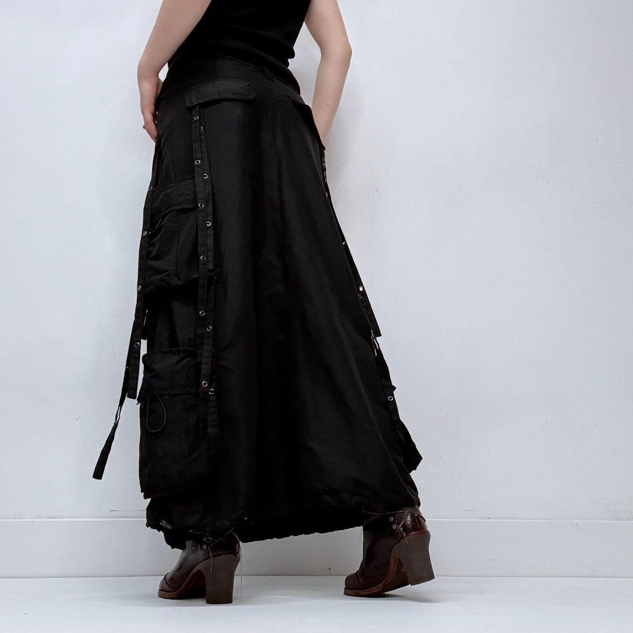 Black low rise parachute gothic skirt