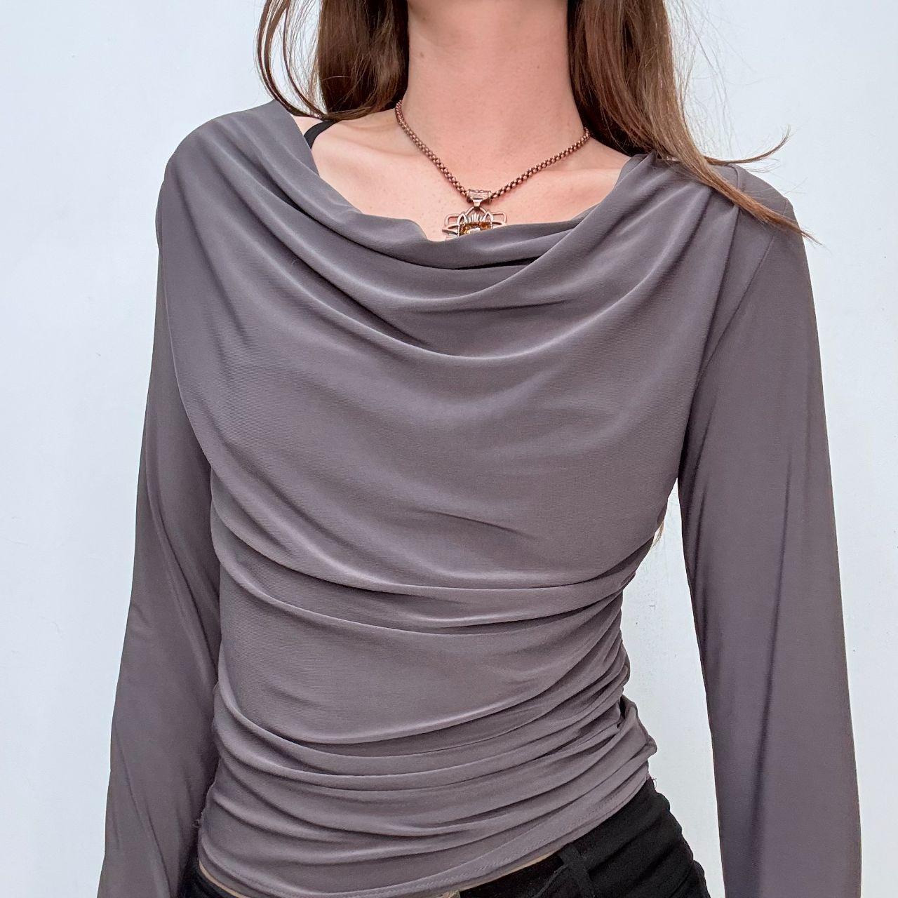 Grey draped slouchy t-shirt